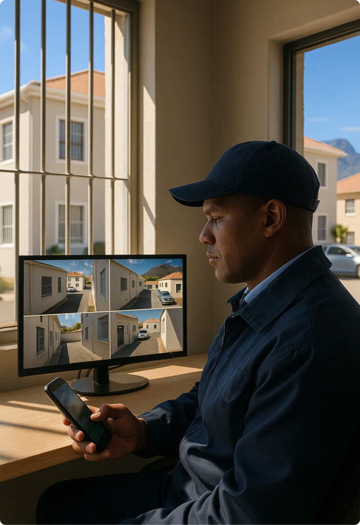 Homeowner monitoring security cameras via app – CCTV Installation Cape Town