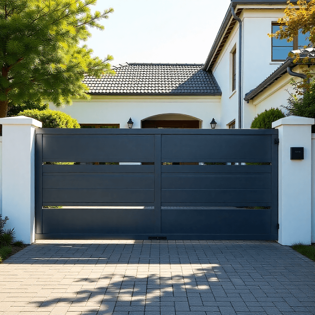 Steel fence and gate combination around Cape Town home – steel gates and fences Cape Town