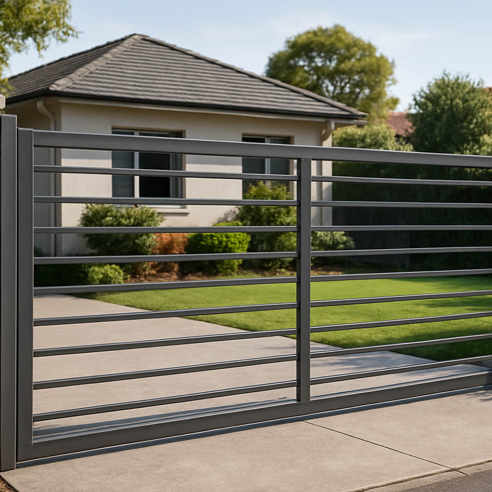 Durable steel fence panels securing commercial building – steel gates and fences Cape Town
